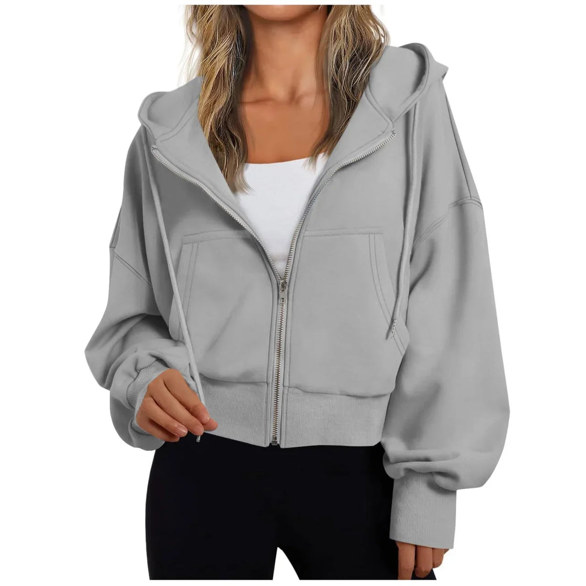Stephanie | Womens Zip Up Hoodie with Hood | Soft Fabric, Relaxed Loose Fit | Gray, Blue, Black and More S-2XL