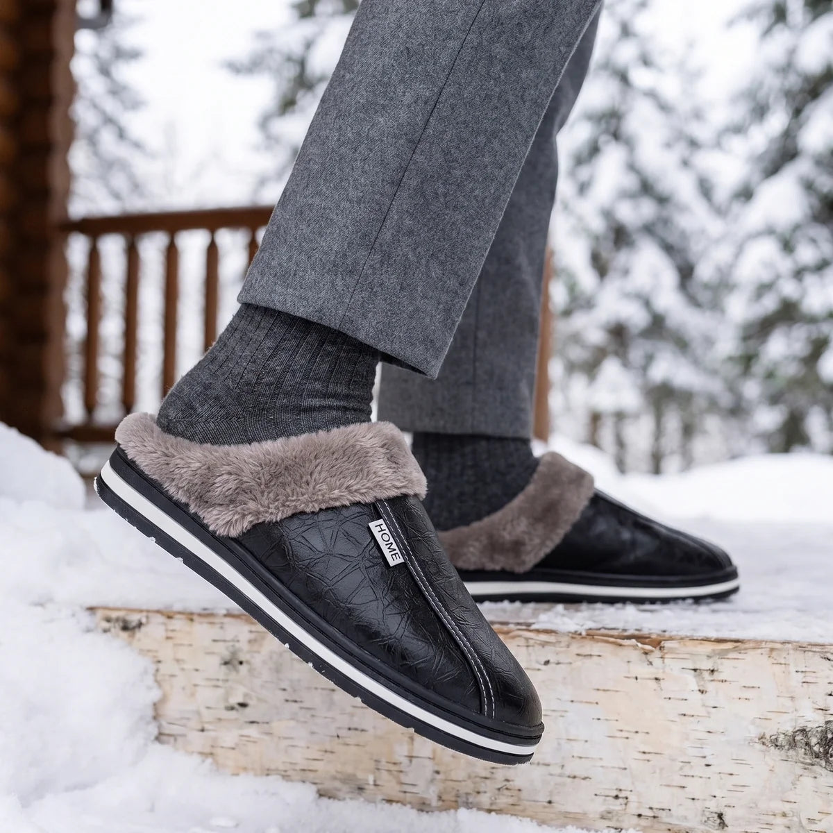 Horatio Fleece Lined Embossed Winter Slippers
