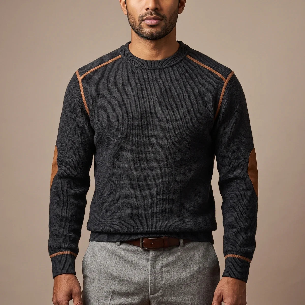 Hugo Waffle Knit Elbow Patch Sweater