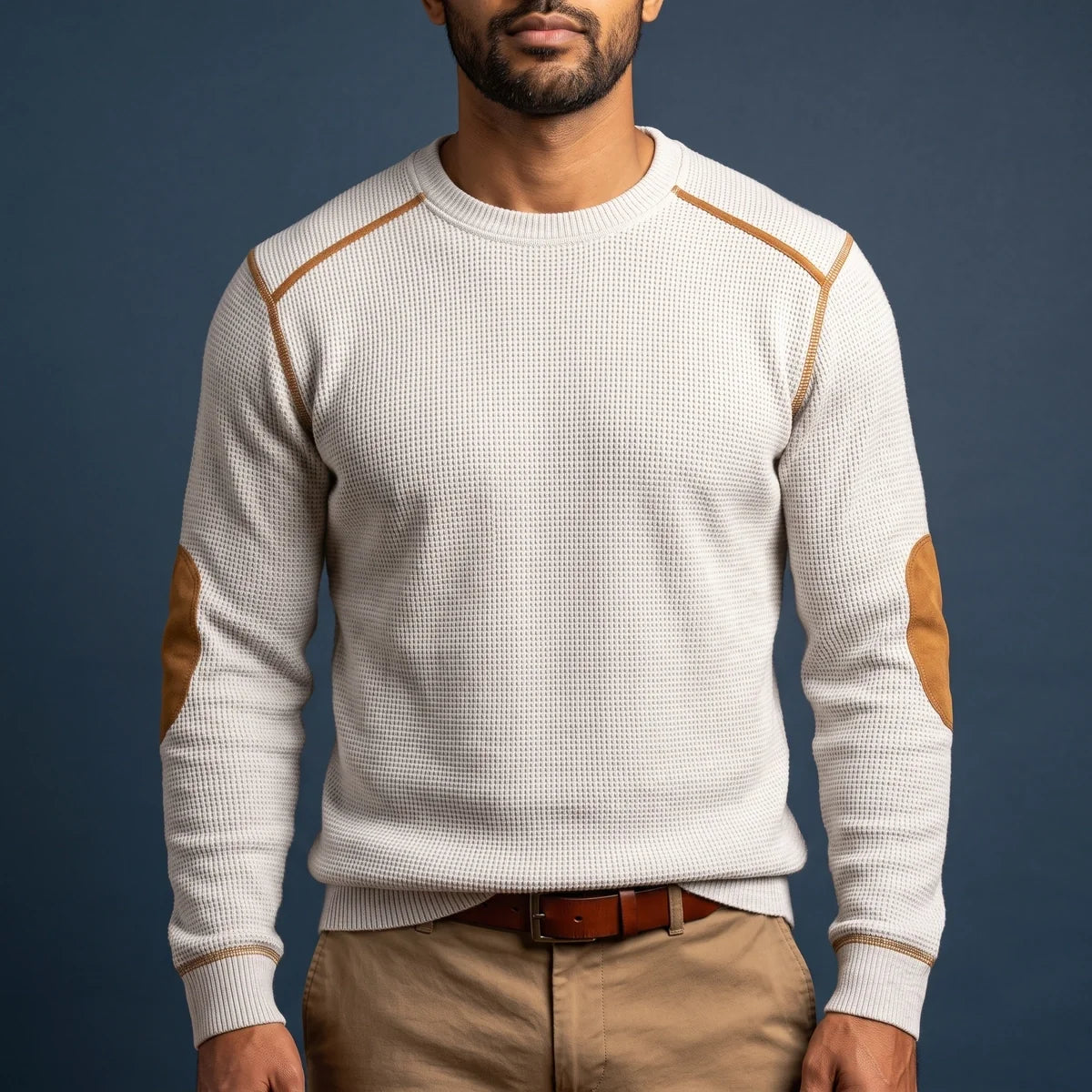 Hugo Waffle Knit Elbow Patch Sweater