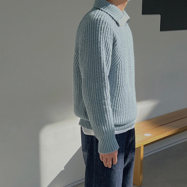 Kenneth · Blue Zip-Up Sweater