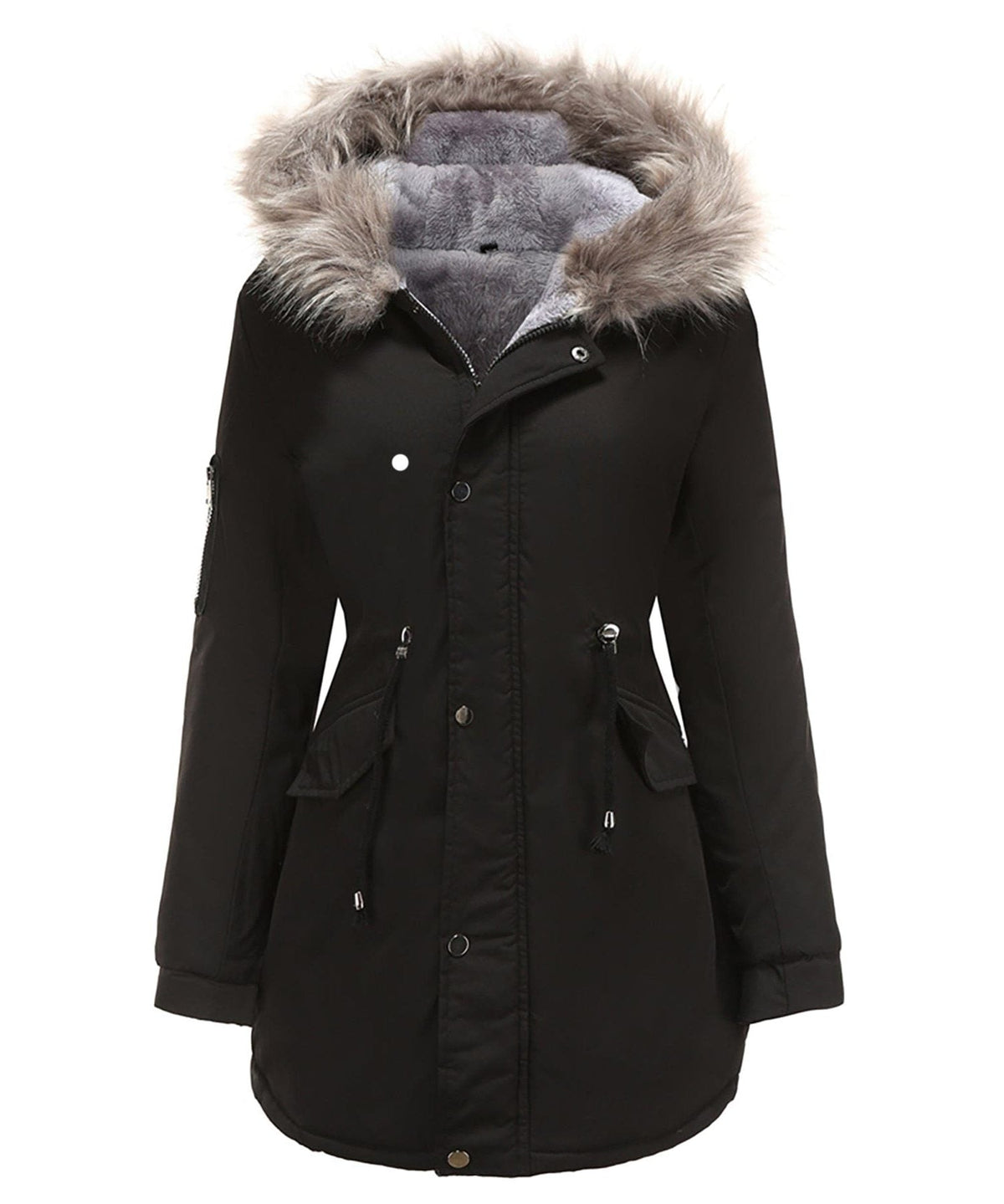 Ileana | Long Puffer Winter Coat with Hood and Faux Fur Collar for Women