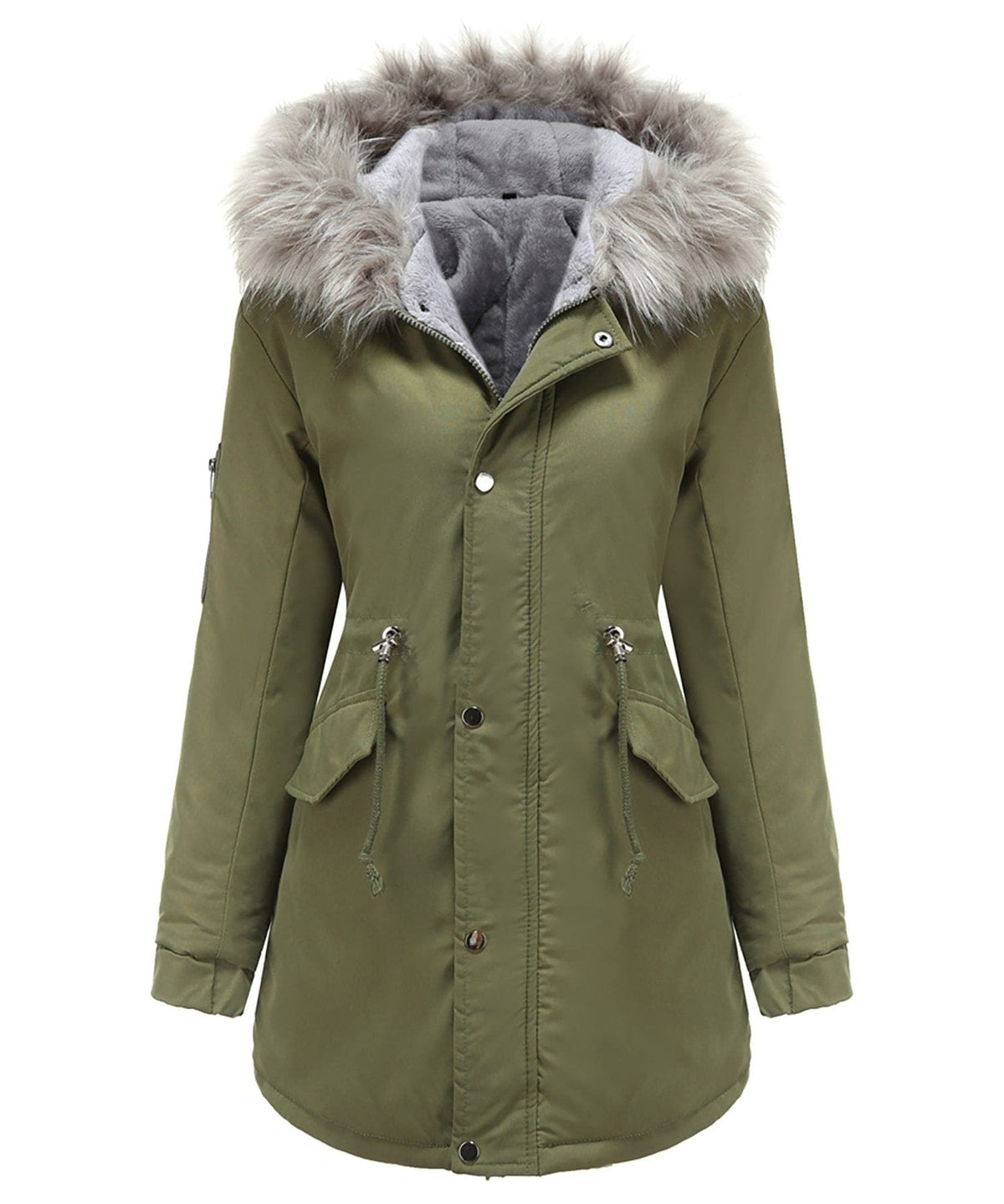 Ileana | Long Puffer Winter Coat with Hood and Faux Fur Collar for Women