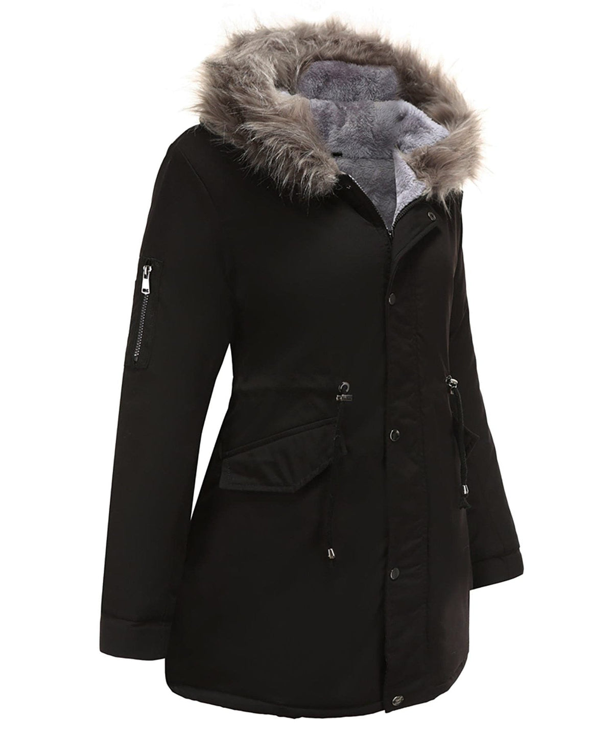 Ileana | Long Puffer Winter Coat with Hood and Faux Fur Collar for Women