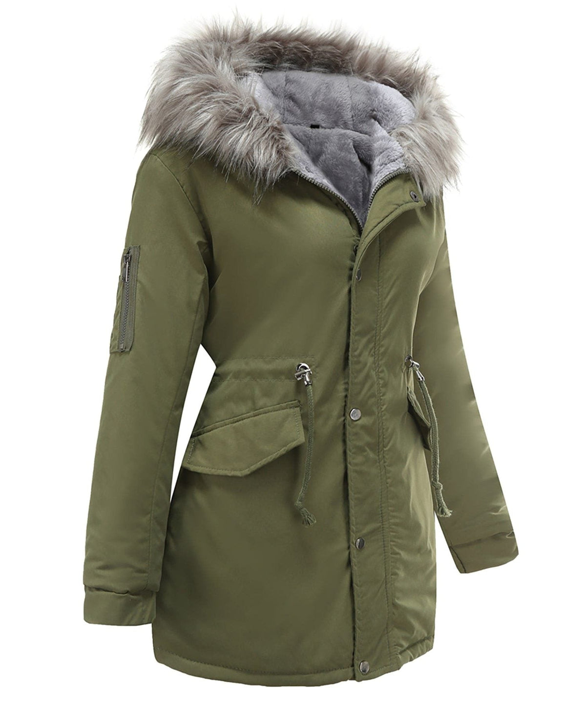 Ileana | Long Puffer Winter Coat with Hood and Faux Fur Collar for Women