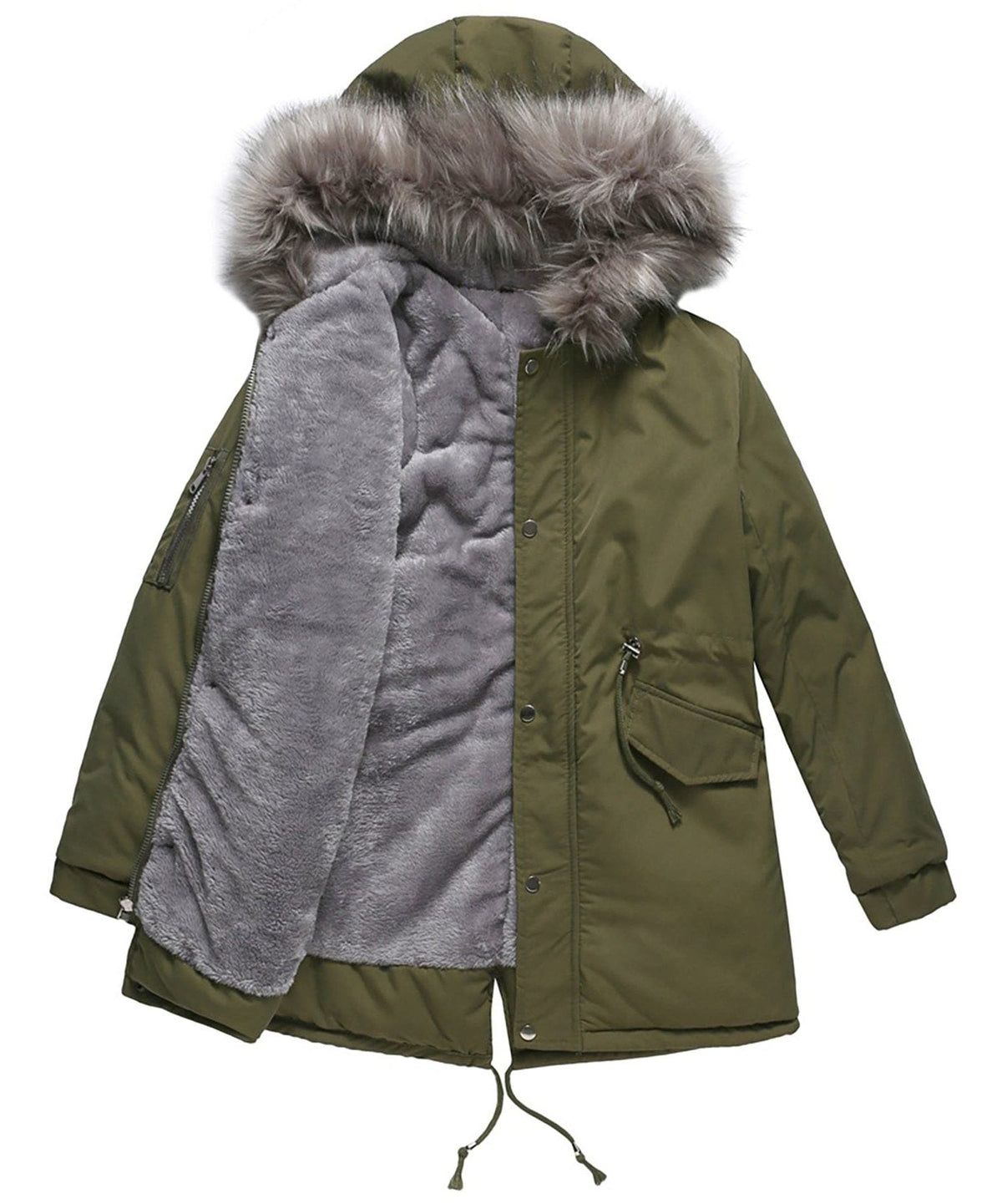 Ileana | Long Puffer Winter Coat with Hood and Faux Fur Collar for Women