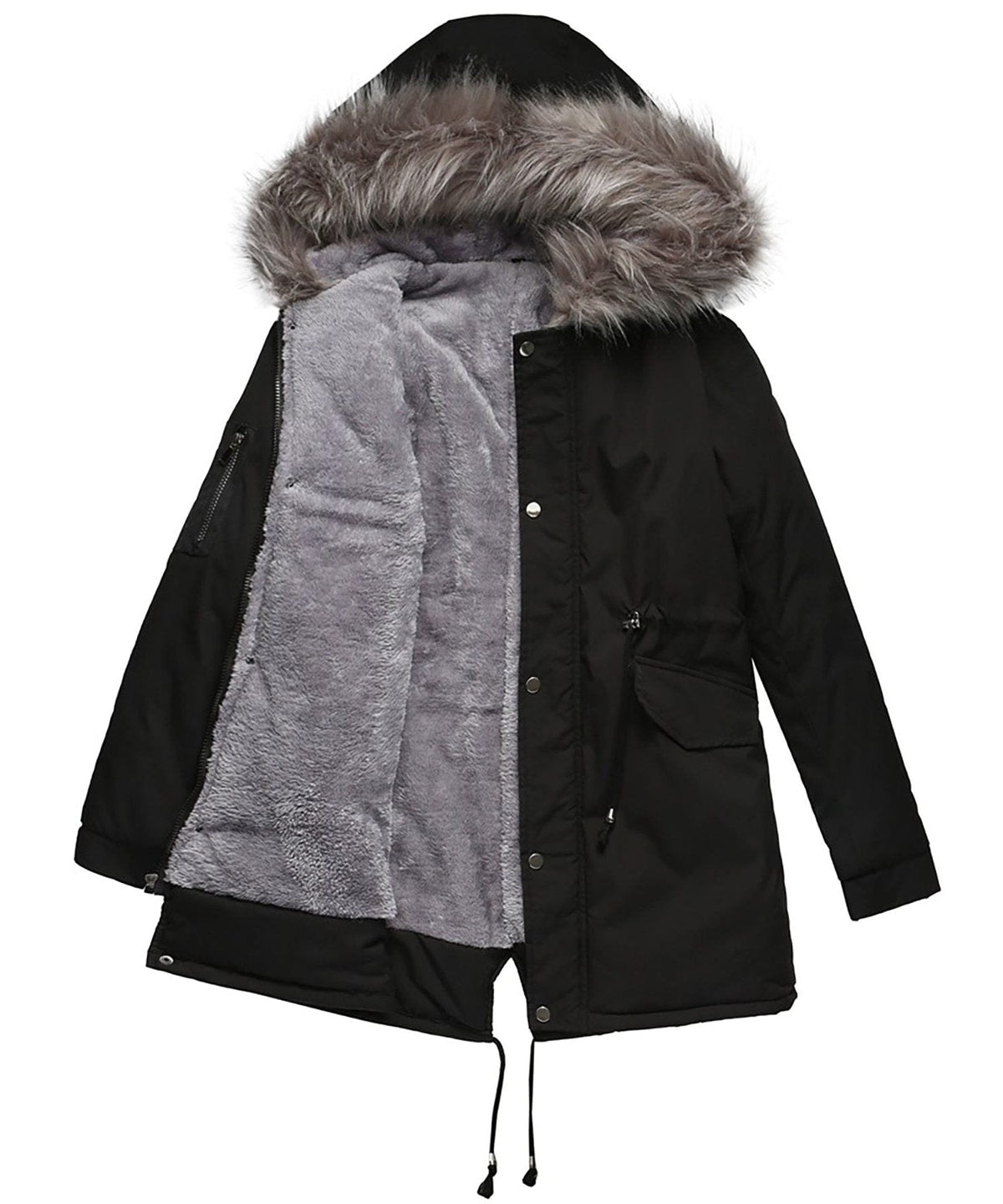 Ileana | Long Puffer Winter Coat with Hood and Faux Fur Collar for Women