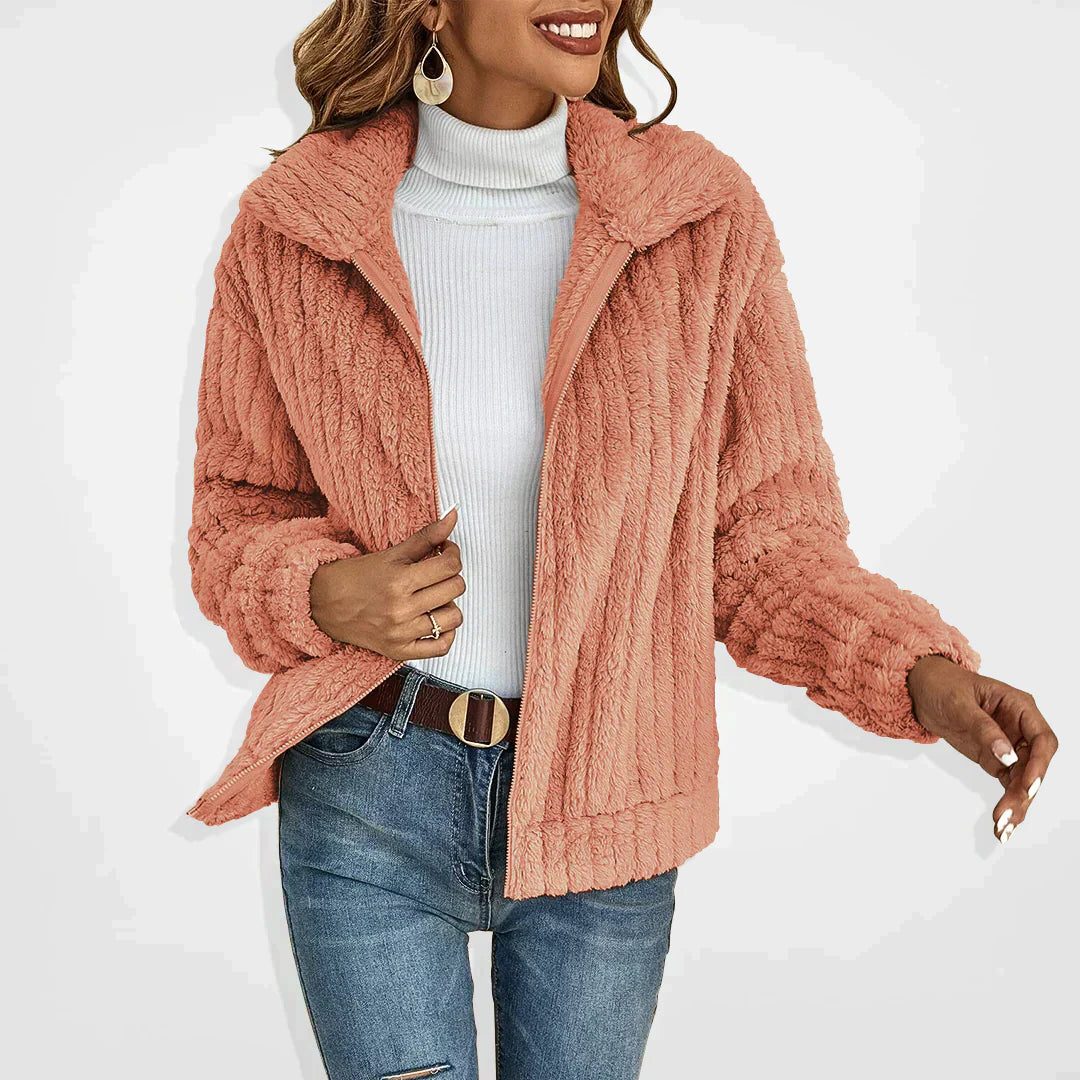 Ilona | Fleece Long Cardigan with Wide Collar for Women