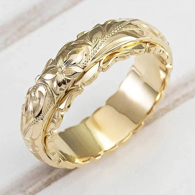 Gold Flower Ring | Antique Finish Statement Ring for Women