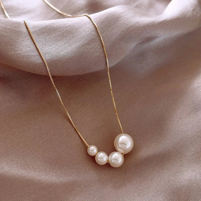 Pearl Necklace with Gold Chain - Classic Elegant Jewelry
