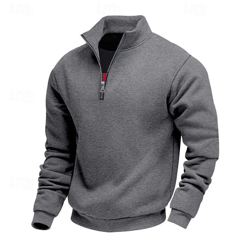 Men's Quarter-Zip Sweatshirt, High Collar, Long Sleeves
