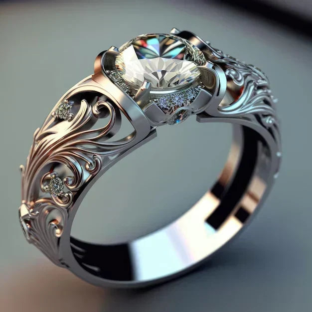 Crystal Cocktail Ring in White Gold