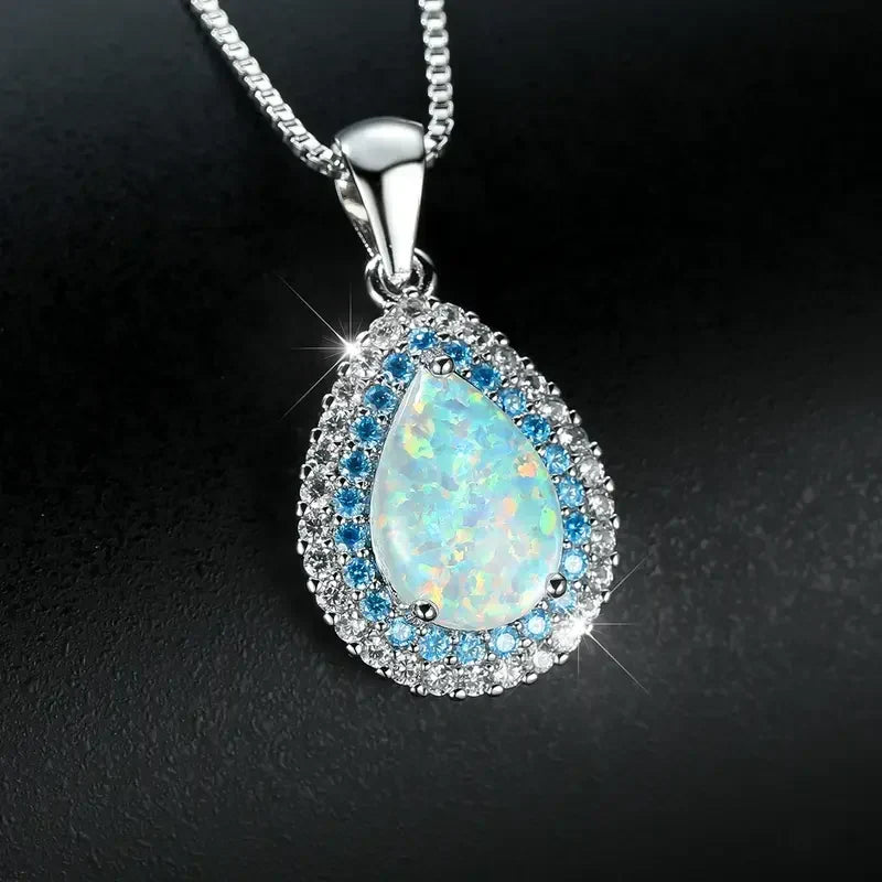 Blue Opal Drop Necklace
