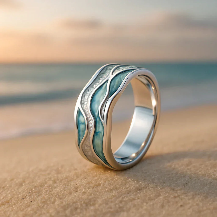 White Gold Ripple Ring