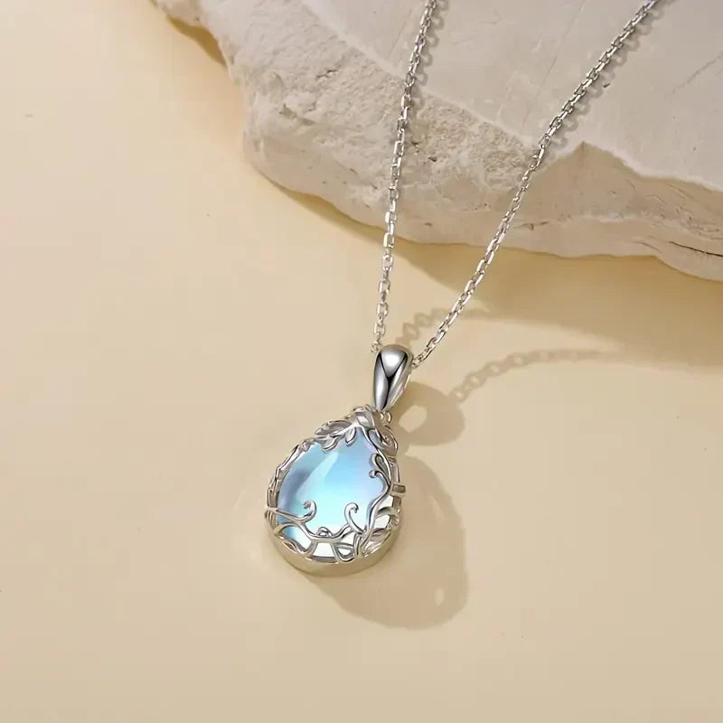 Pendant Necklace White Gold | Moonlit Glacier Statement Jewelry