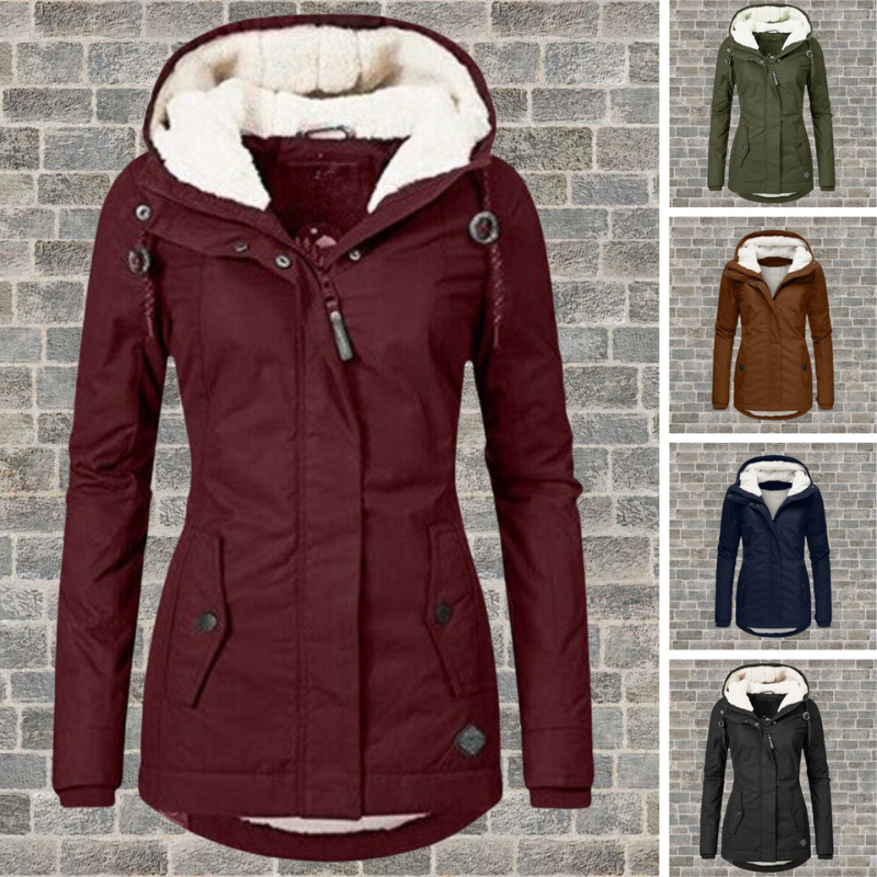 Lacey | Womens Winter Jacket with Hood and Fleece Lining | Adjustable Hood, Pockets | Navy, Gray, Black and More S-3XL