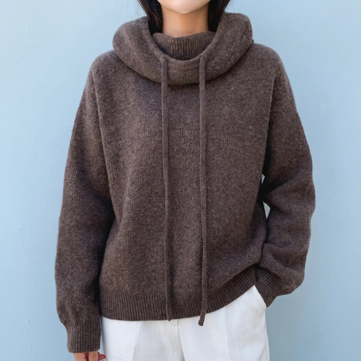 Imelda Drop Shoulder Wool Blend Hooded Sweater