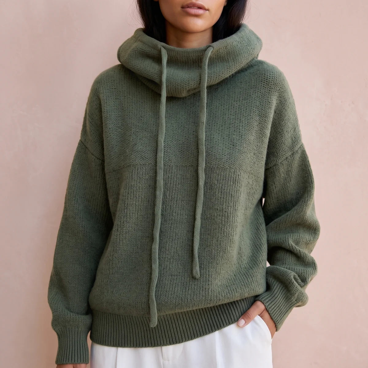 Imelda Drop Shoulder Wool Blend Hooded Sweater