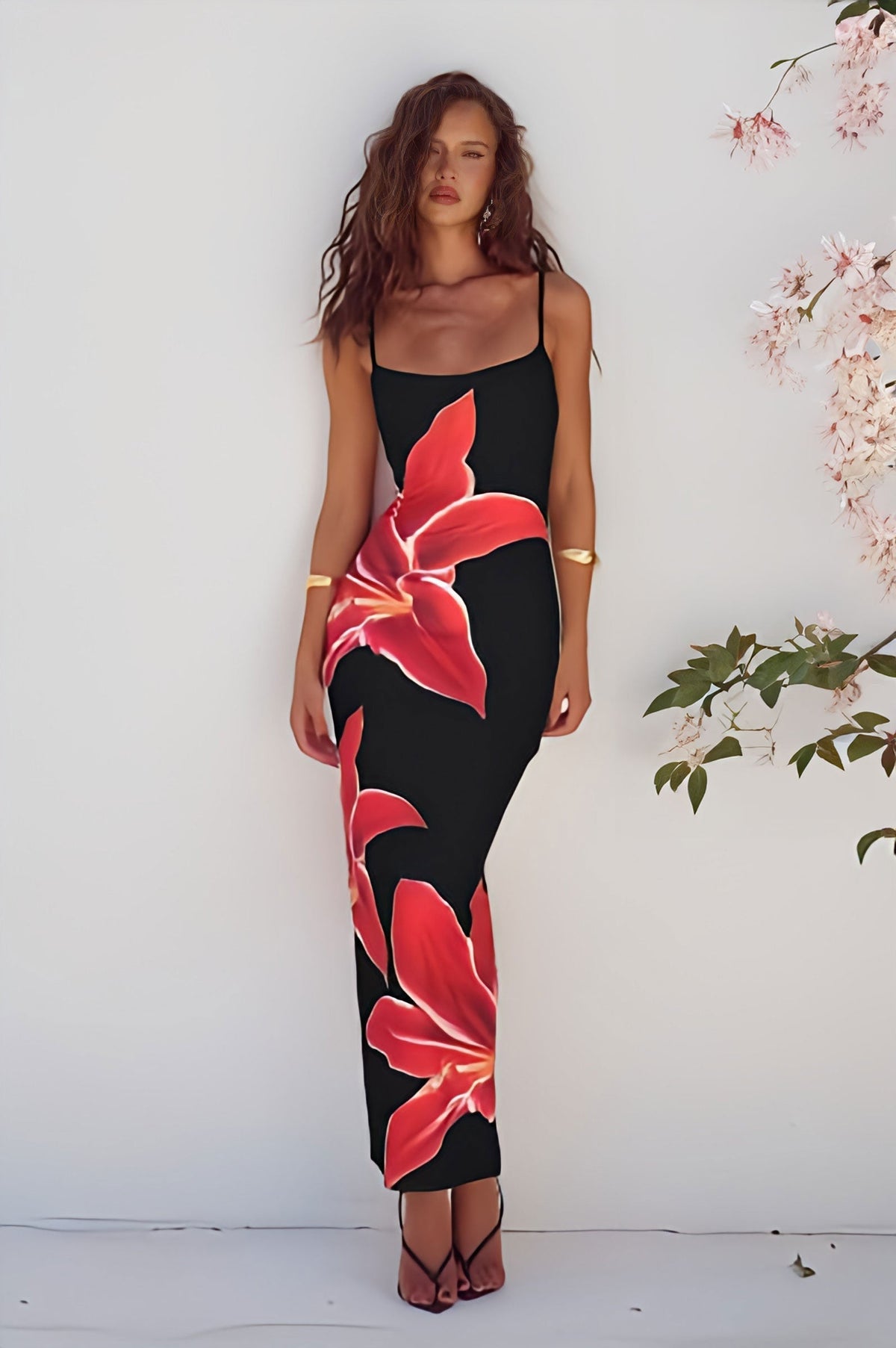 Women's Floral Maxi Dress | Black Print