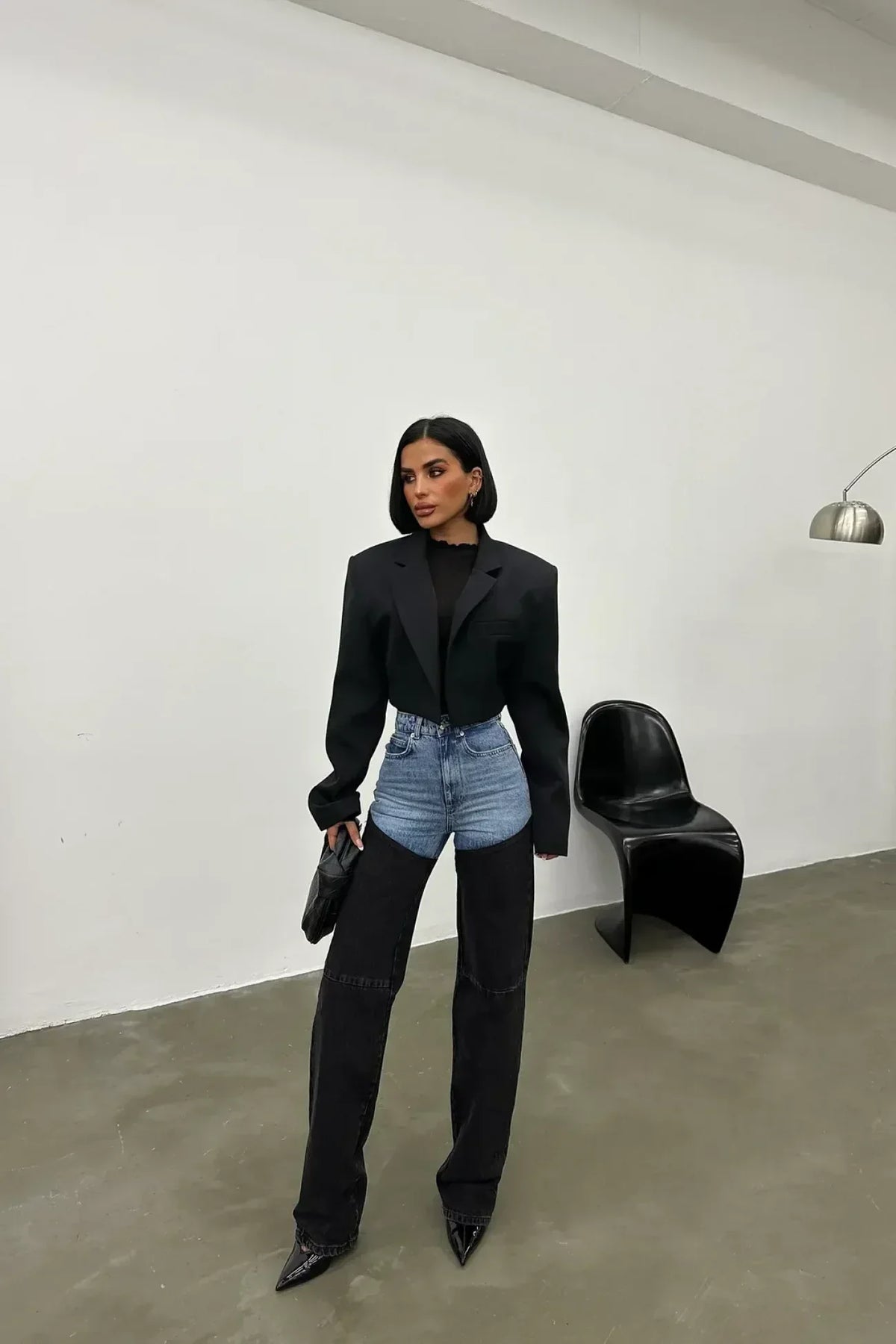 Women's Two-Tone High-Rise Straight-Leg Jeans