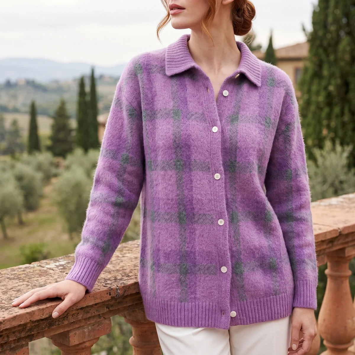 Imogen Plaid Knit Button Shacket