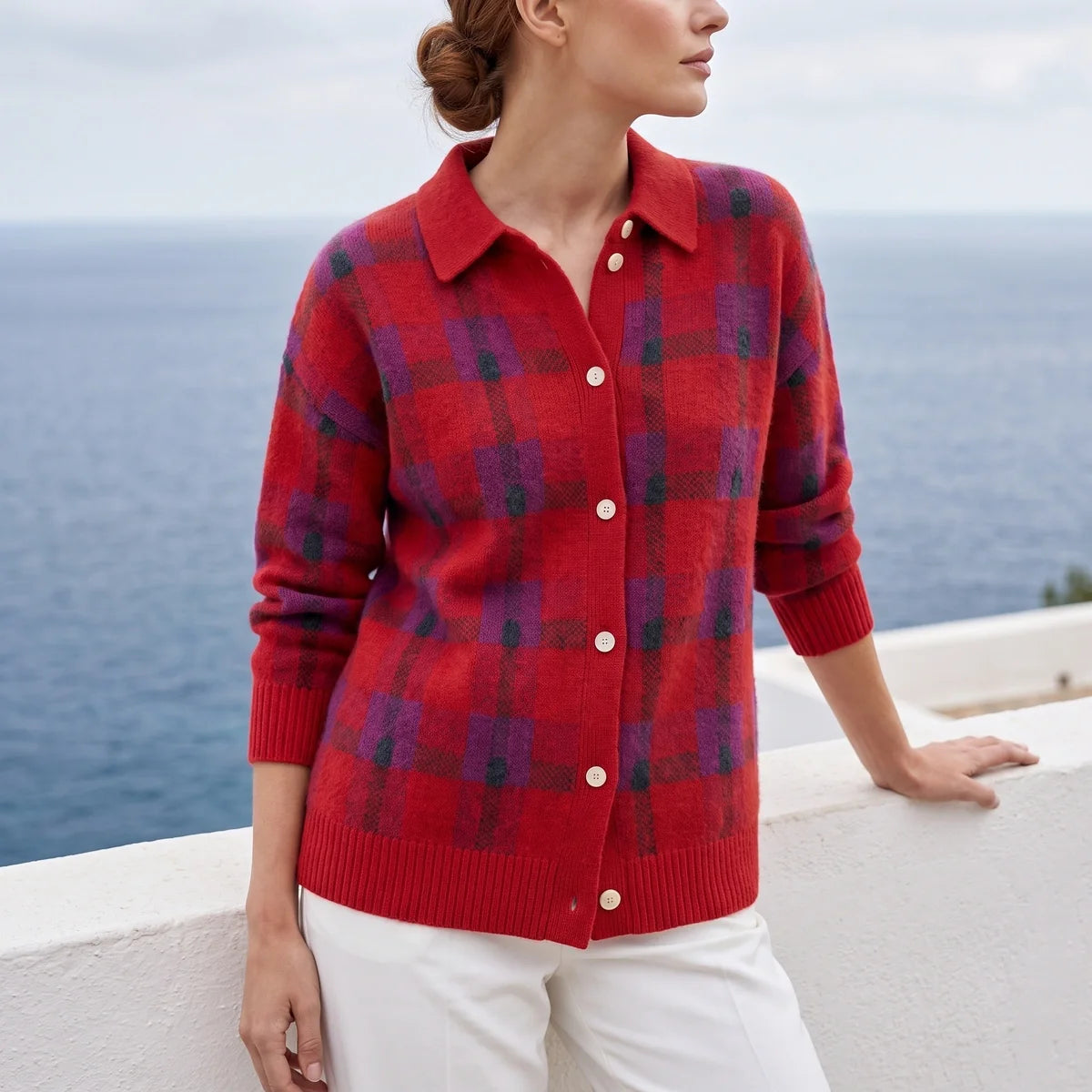 Imogen Plaid Knit Button Shacket