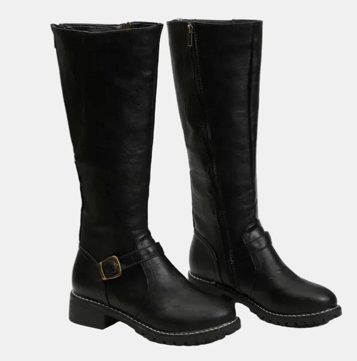 Indigo | Knee High Riding Boots with Buckle Strap for Women