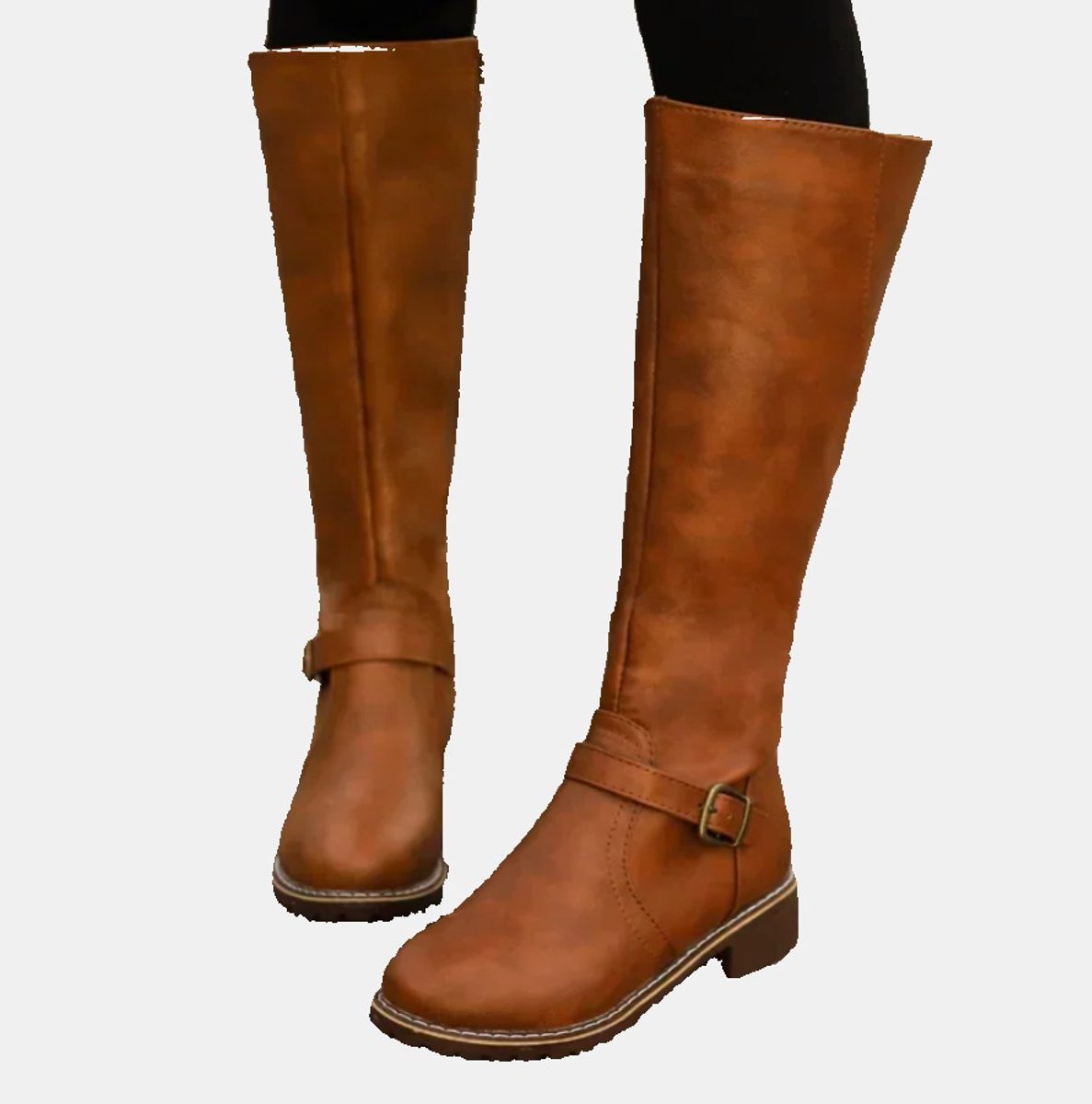 Indigo | Knee High Riding Boots with Buckle Strap for Women