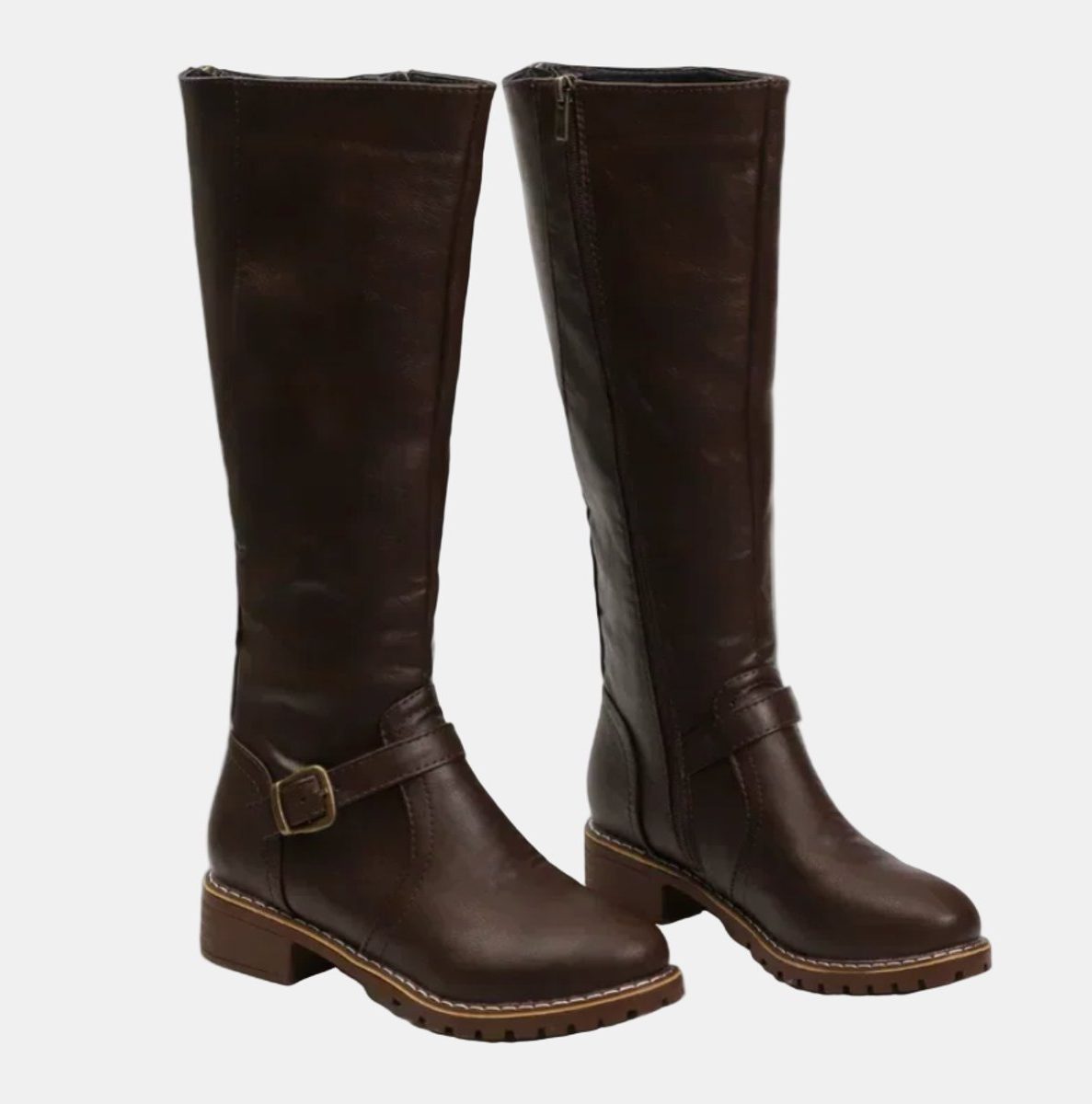 Indigo | Knee High Riding Boots with Buckle Strap for Women