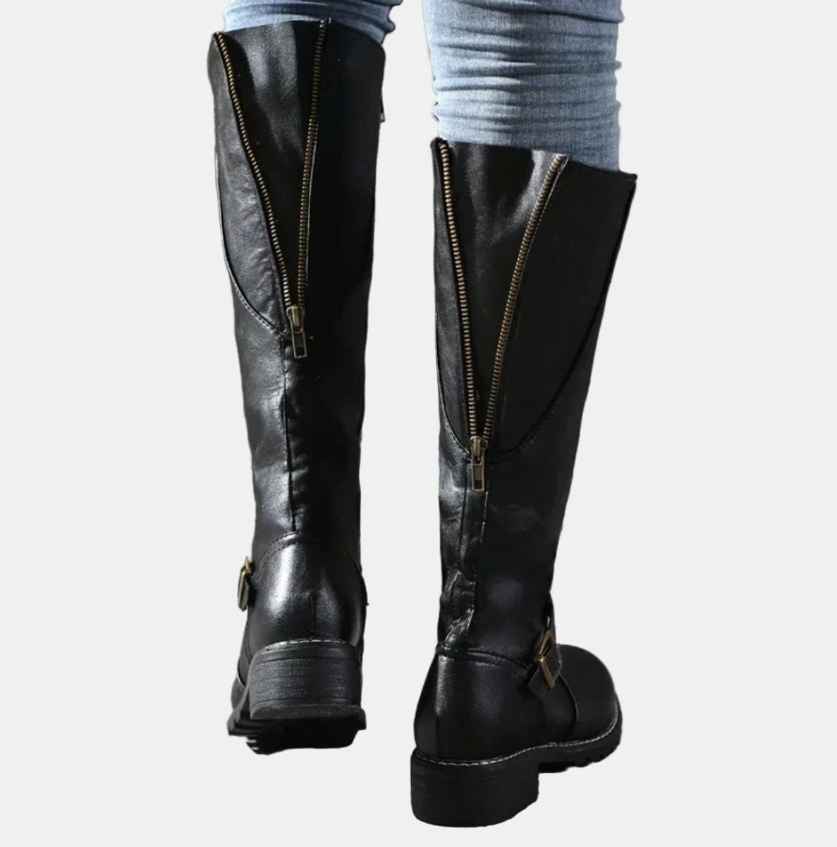 Indigo | Knee High Riding Boots with Buckle Strap for Women