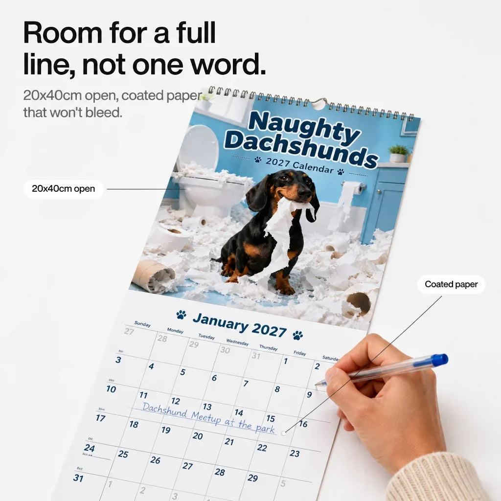 Naughty Dachshunds Dog Wall Calendar