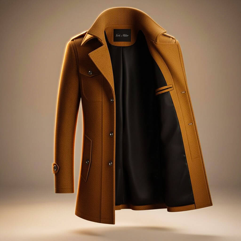 Marco | Mens Virgin Wool Blend Coat | Structured Collar, Chest Pocket, Warm yet Breathable | Brown, Navy and More XS-4XL
