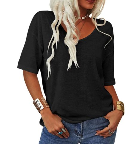 Iolanda | T-Shirt with Short Sleeves and U-Neck for Women