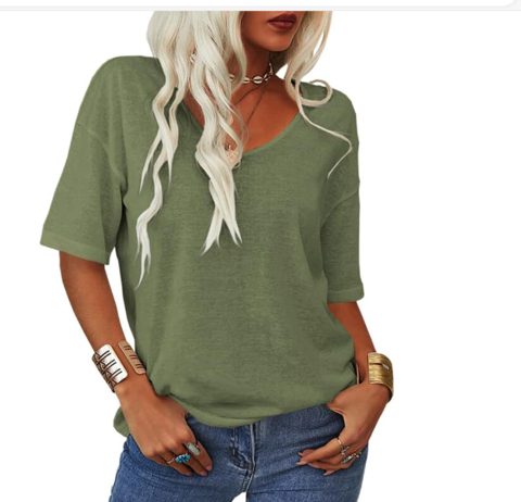 Iolanda | T-Shirt with Short Sleeves and U-Neck for Women