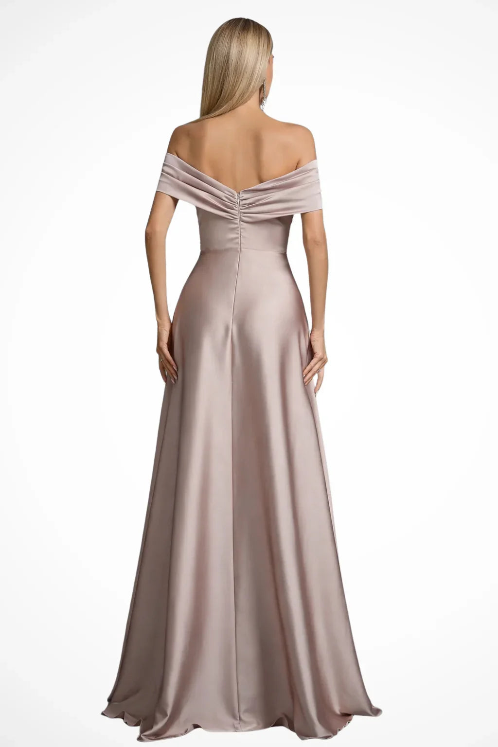 Iona | Pleated Off Shoulder Twisted Knot Evening Maxi Dress with Bodice