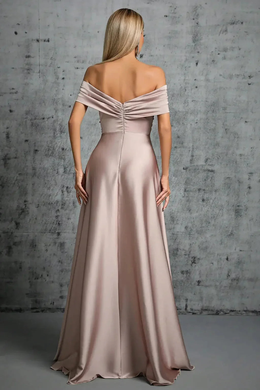 Iona | Pleated Off Shoulder Twisted Knot Evening Maxi Dress with Bodice