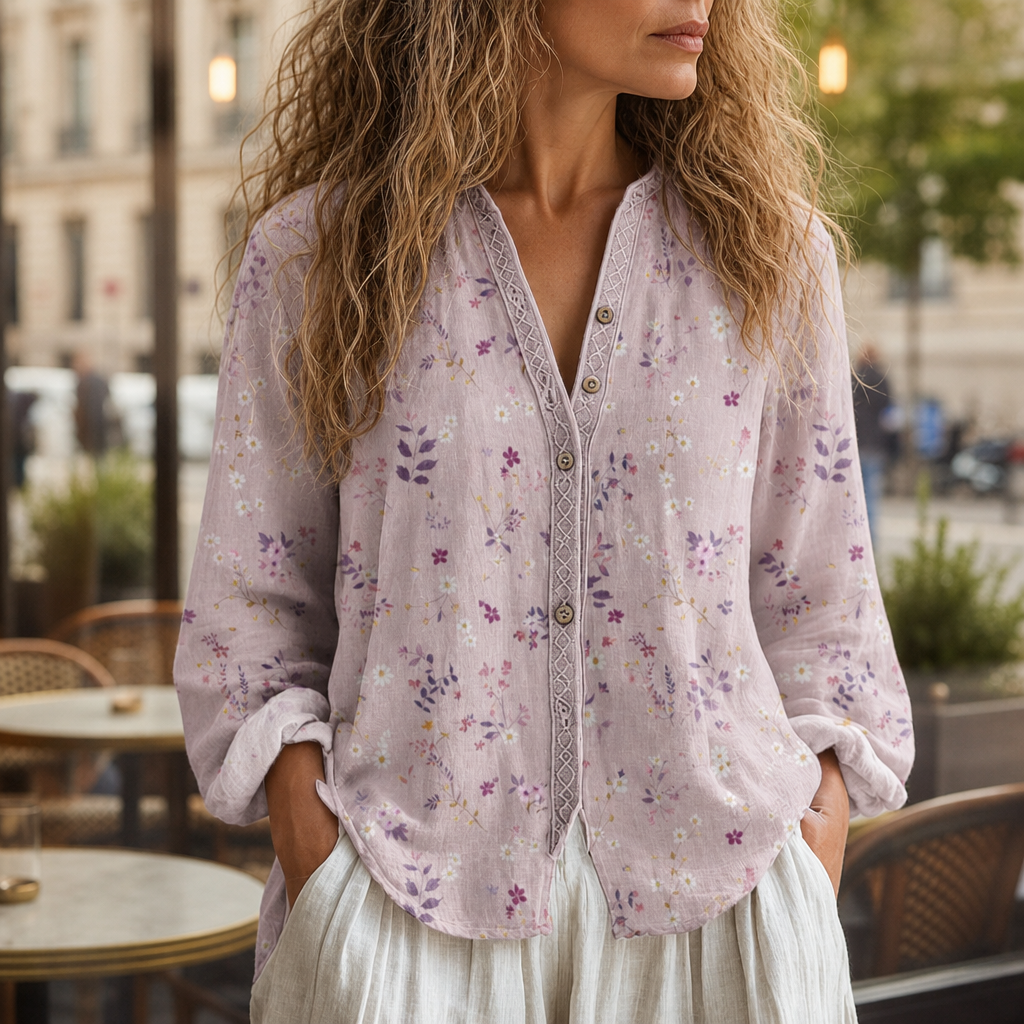 Ios Vintage Leaf Print Blouse