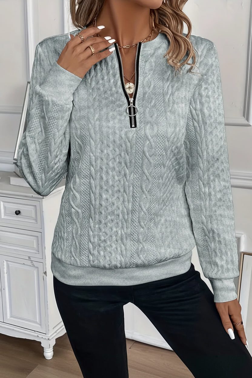 Irene | Cable Knit Sweater with Half-Zip for Women