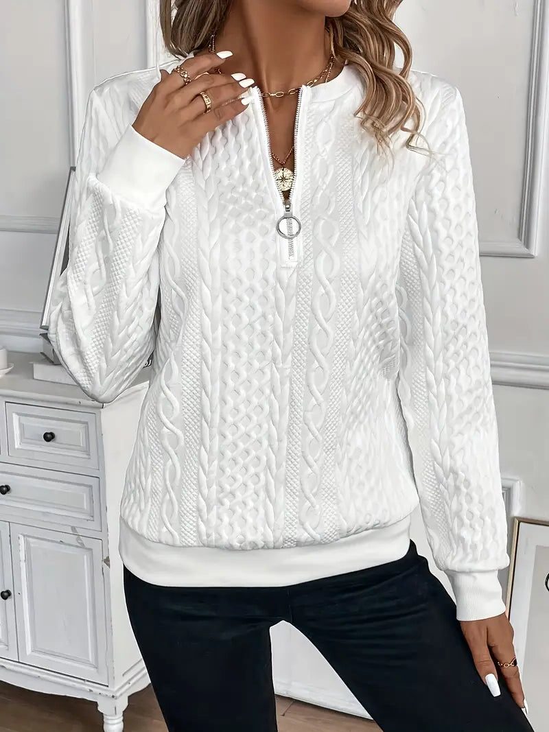 Irene | Cable Knit Sweater with Half-Zip for Women