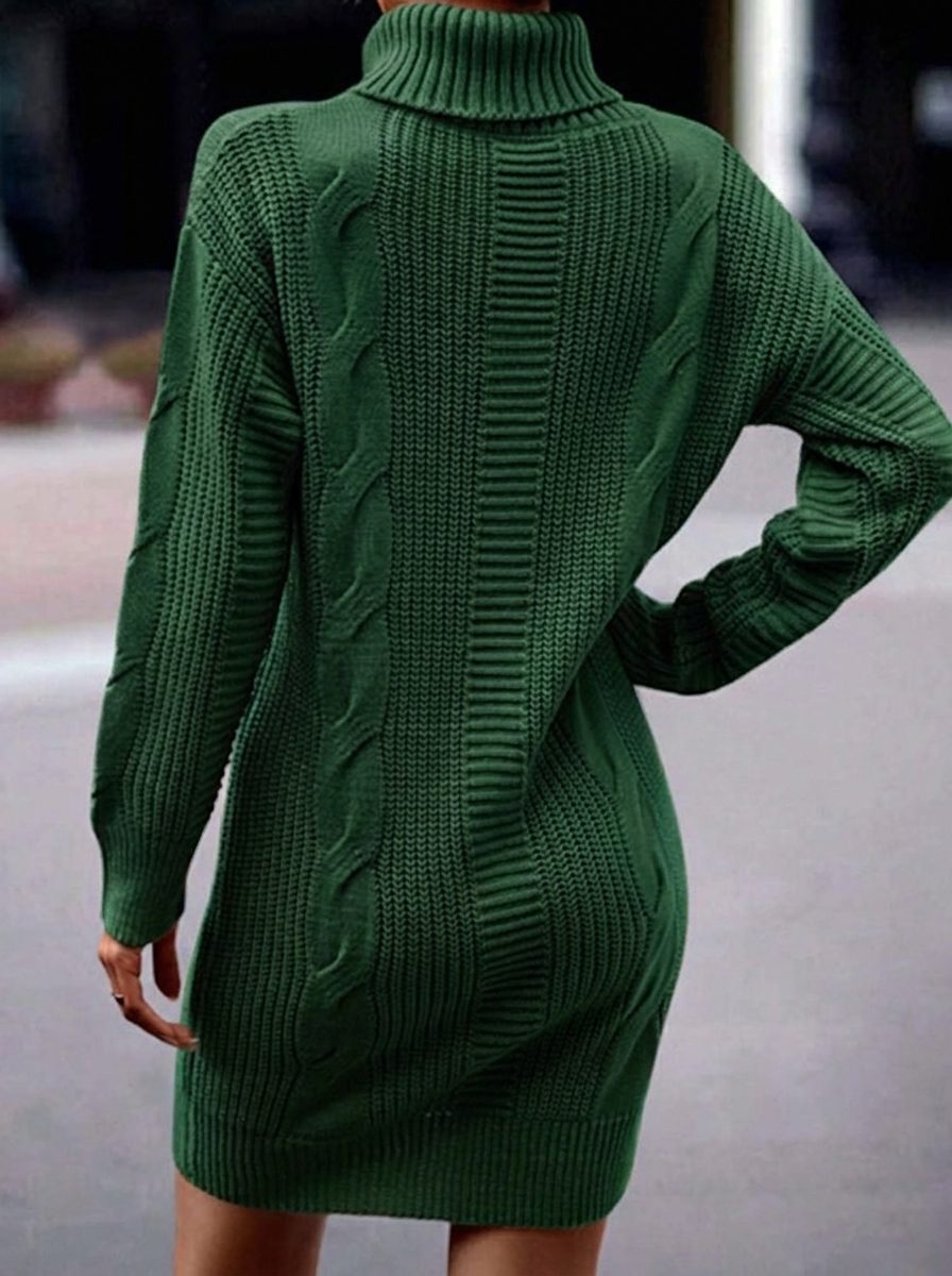 Isadora | Cable Knit Mini Dress with Turtleneck for Women