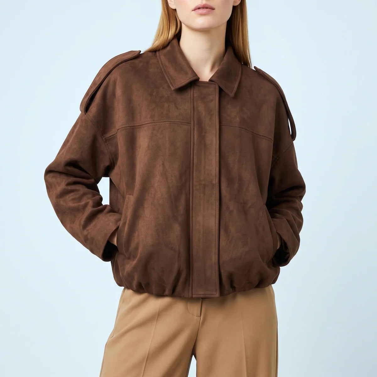 Isadora Oversized Cropped Suede Jacket