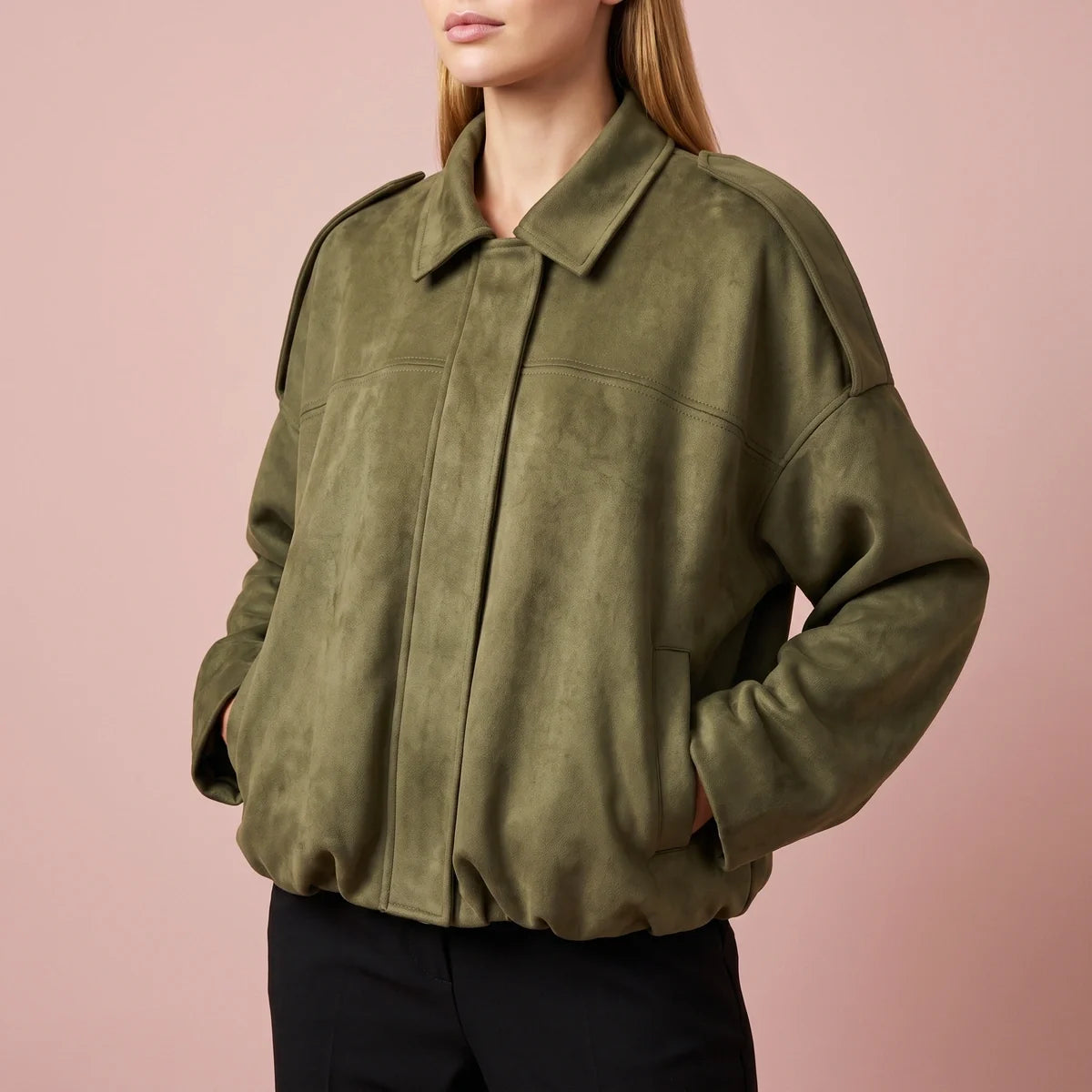 Isadora Oversized Cropped Suede Jacket