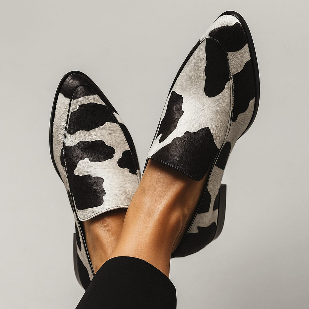 Isla | Women's Cow-Print Pointed-Toe Slip-On Modern Loafers