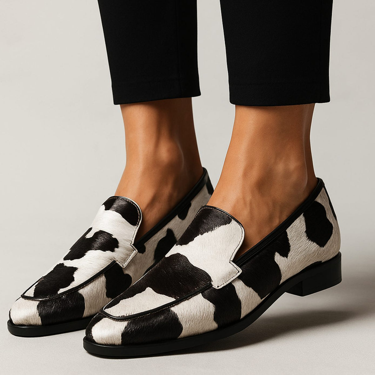 Isla | Women's Cow-Print Pointed-Toe Slip-On Modern Loafers