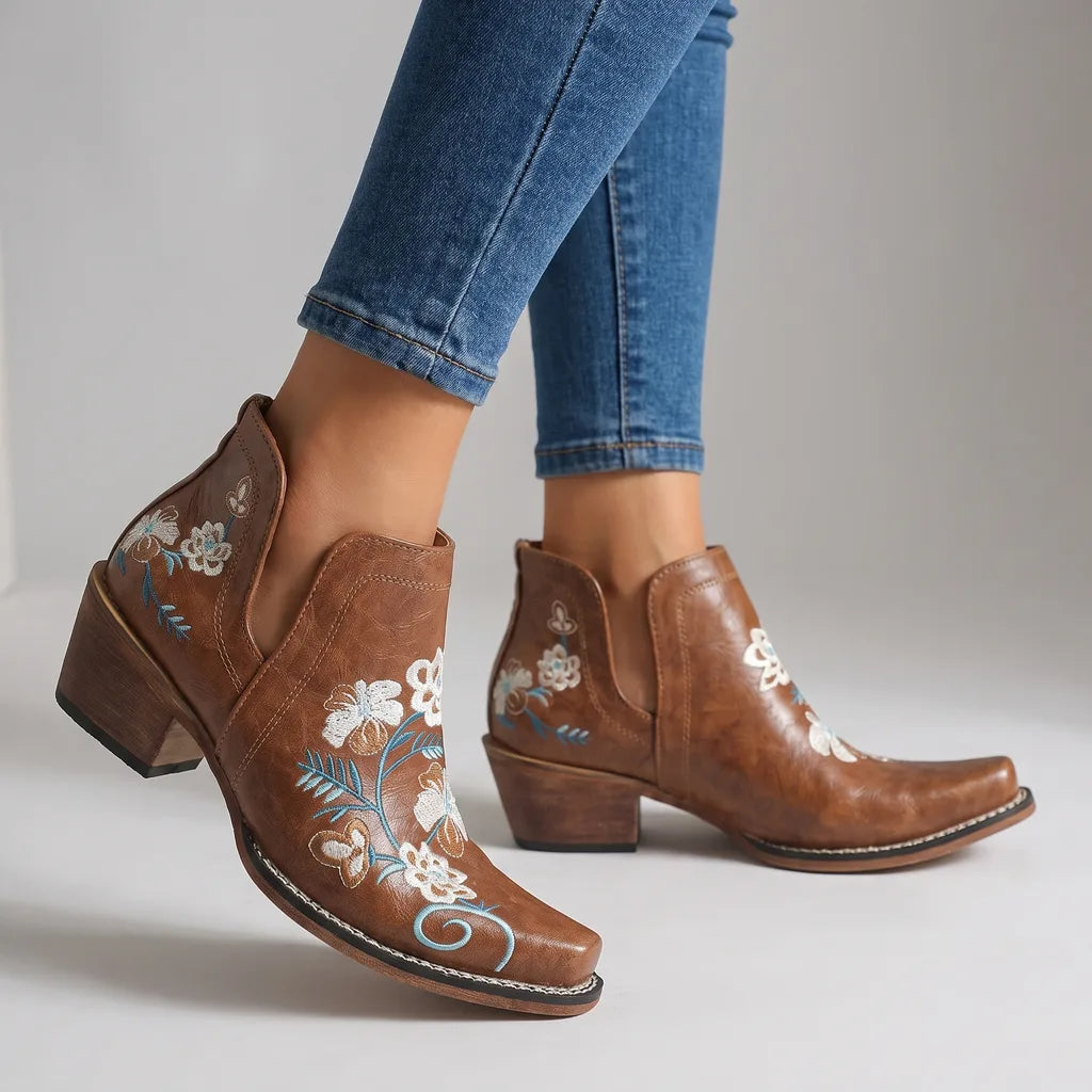 Isobel | Women's Floral Ankle Boots