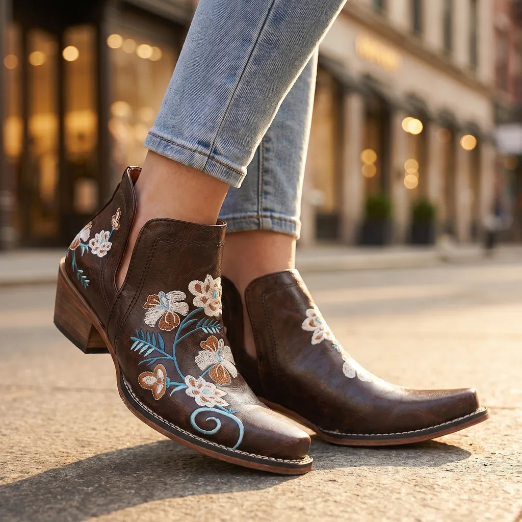 Isobel | Women's Floral Ankle Boots