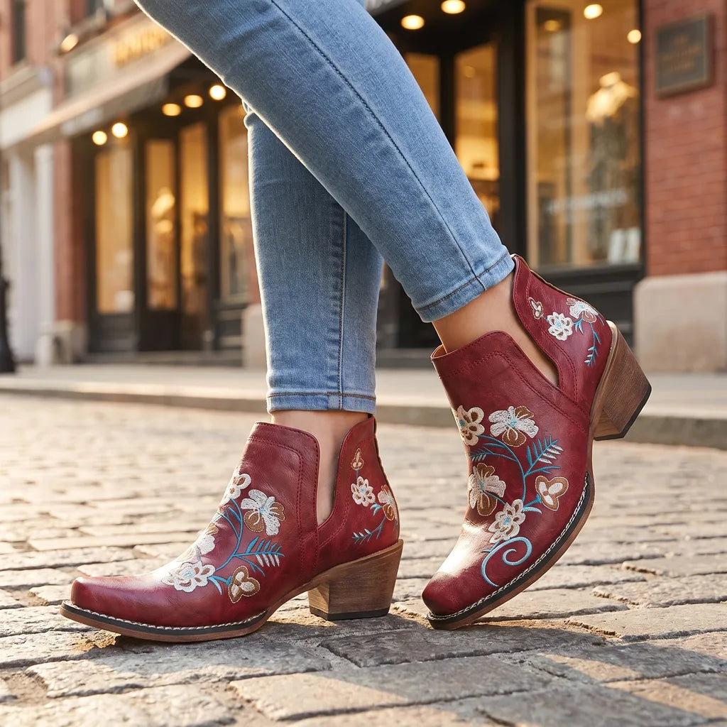 Isobel | Women's Floral Ankle Boots