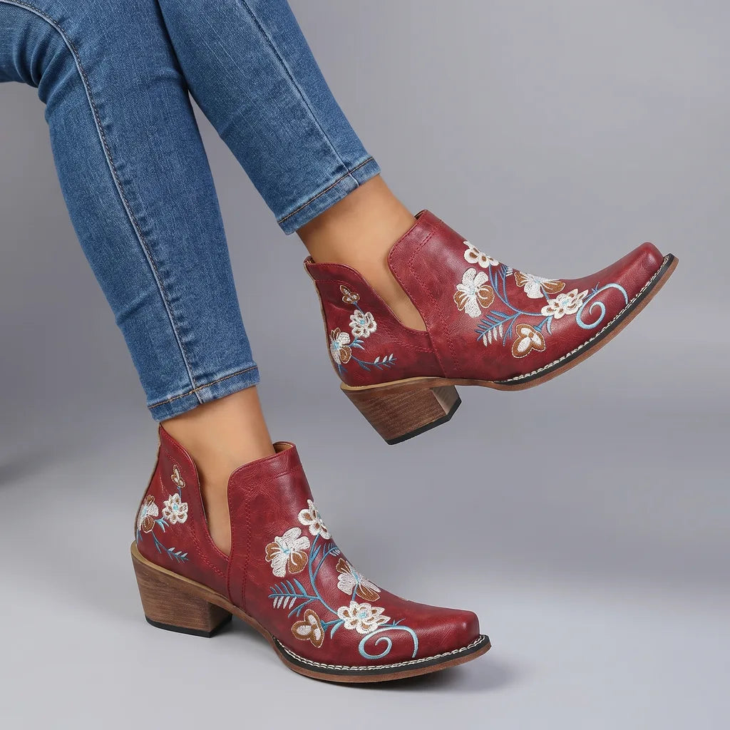 Isobel | Women's Floral Ankle Boots