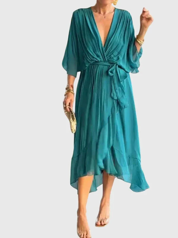 Isobel | Wrap V-Neck Summer Maxi Dress with Dolman Sleeves