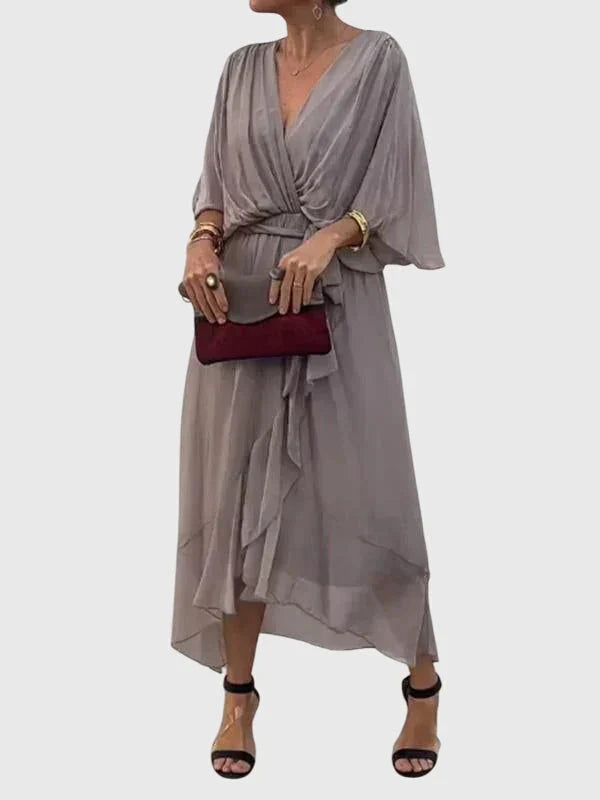 Isobel | Wrap V-Neck Summer Maxi Dress with Dolman Sleeves